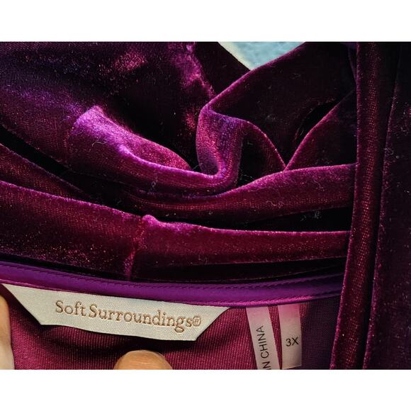 Soft Surroundings Women Plus Size 3x Velvet Cowl Neck Asymmetrical Hem Tunic Top - Picture 6 of 10